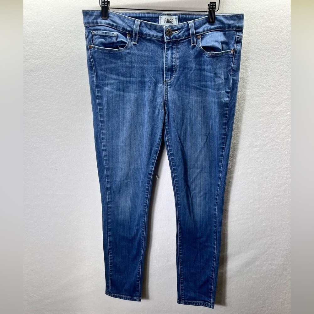 Paige Verdugo Ankle Skinny Jeans Womens 32 Plus Size Blue Denim Stretch 2153